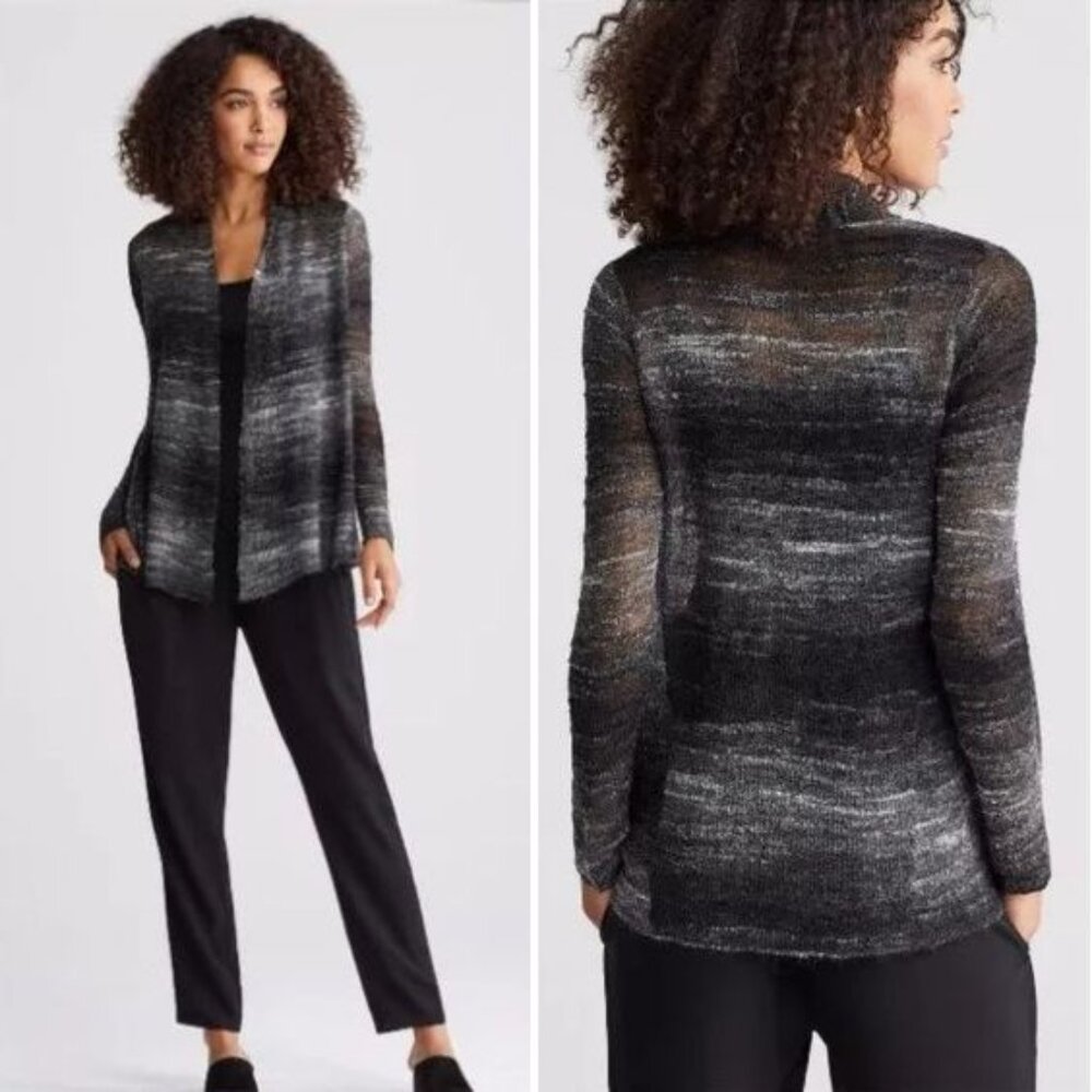 EILEEN FISHER Ash Long Cardigan Size S Mohair Wool Boucle Ombre Lightweight NEW